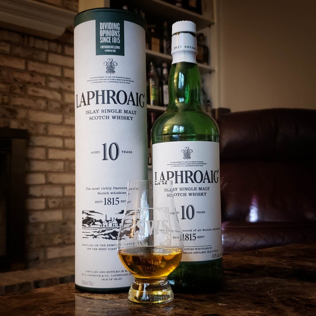 Laphroaig 10 Year Review - Islay Single Malt Scotch Whiskey - Secret Whiskey Society - Featured Square