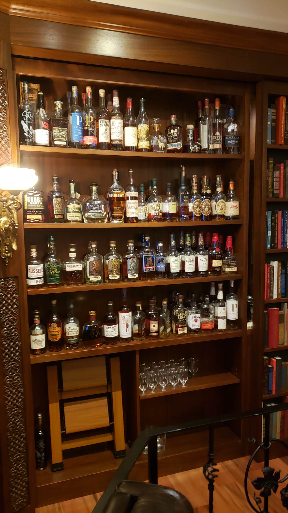 Marys Vine and The Study Cigar & Whiskey Review - Cigar Bar Whiskey Shelves