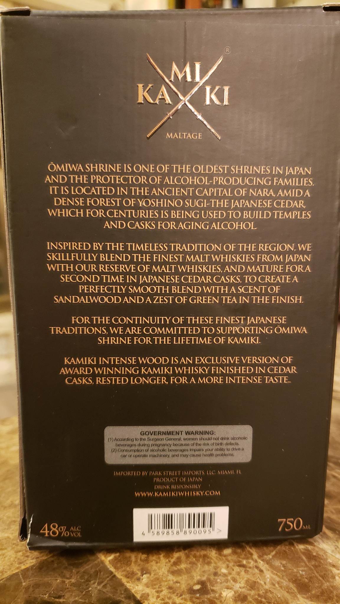 Kamiki Maltage - Japanese Whiskey Review - Secret Whiskey Society - Back of Box Label