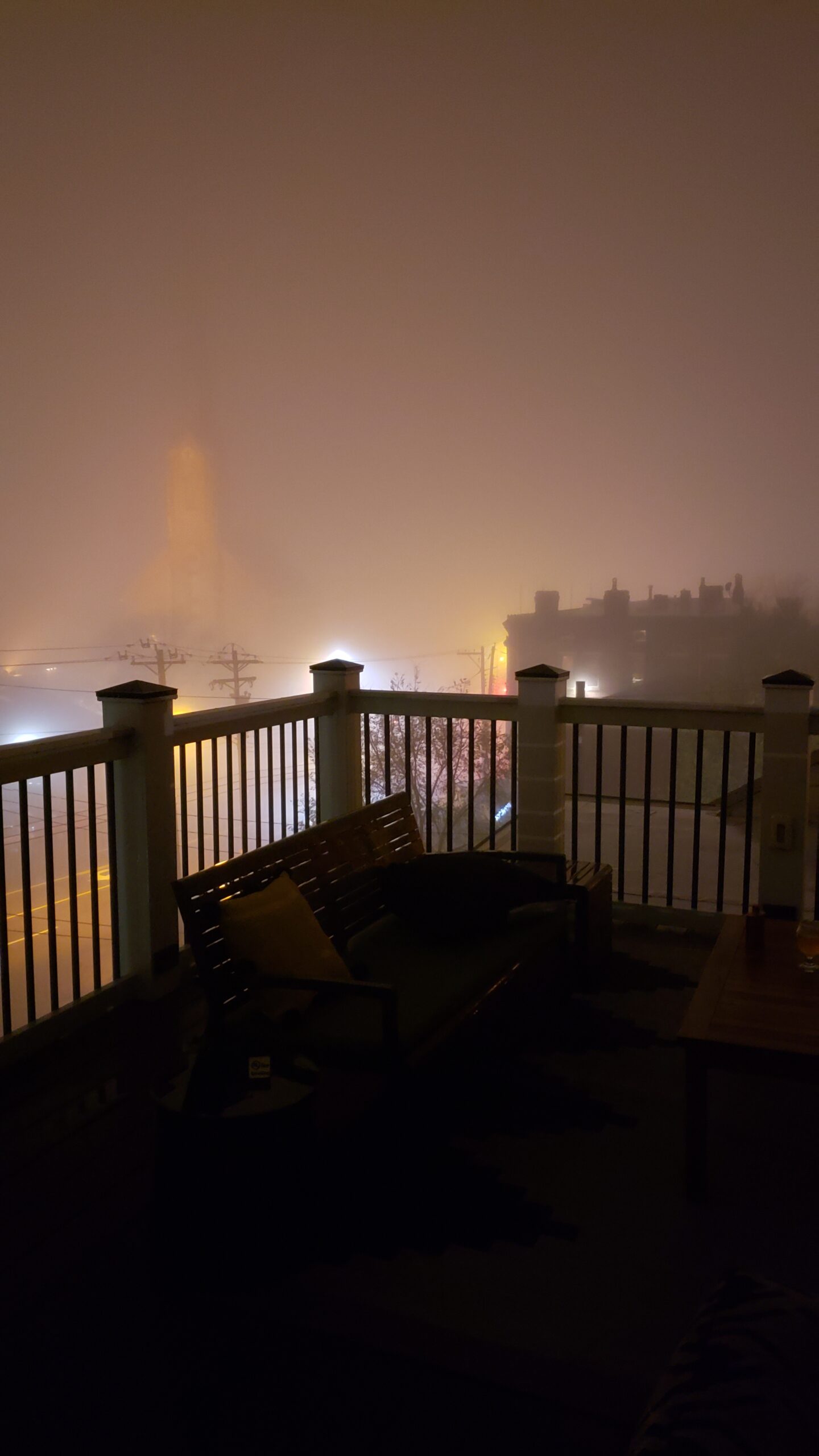 Foggy Cincinnati and Church from our Air BnB