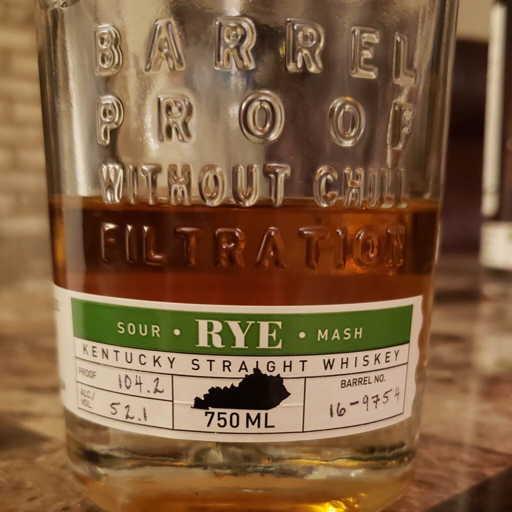 New Riff Single Barrel Rye Review - Secret Whiskey Society - Bottle Label Barrel Number and Proof