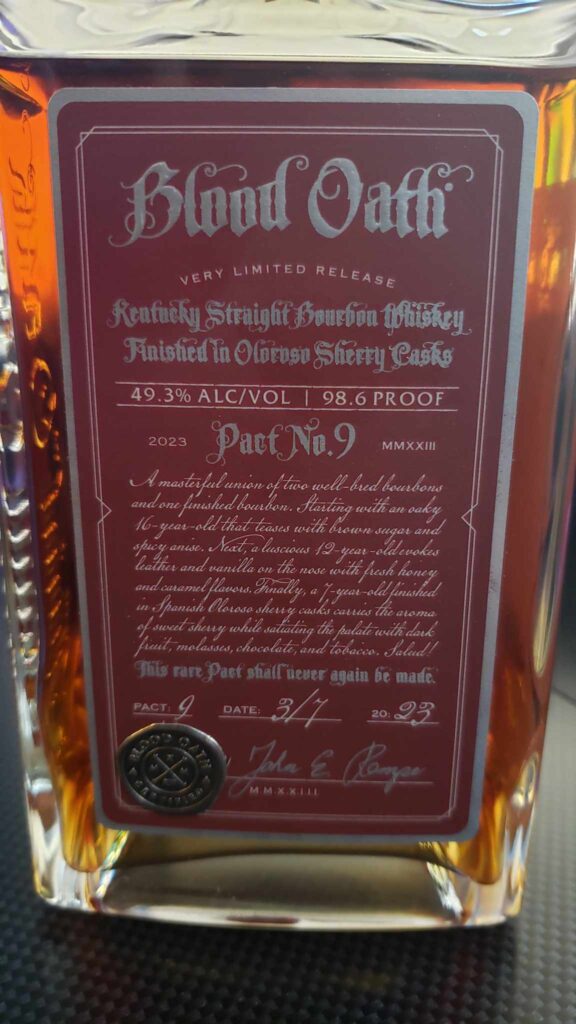 Blood Oath Pact 9 Review - Front Label - Secret Whiskey Society