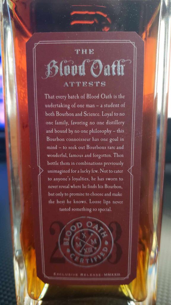 Blood Oath Pact 9 Review - Side Label - Secret Whiskey SocietyBlood Oath Pact 9 Review - Side Label - Secret Whiskey Society