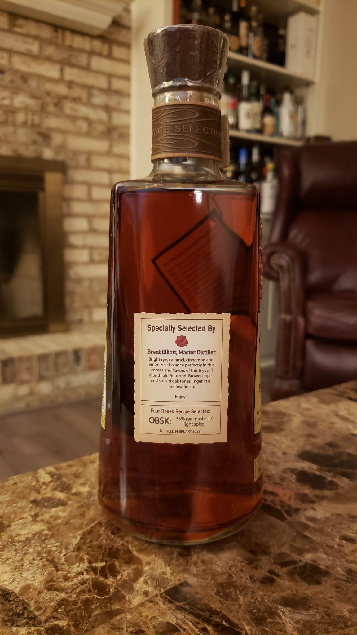 Kentucky Bourbon Trail 2023 - Four Roses Bottling Facility - Single Barrel OBSK - Recipe Label