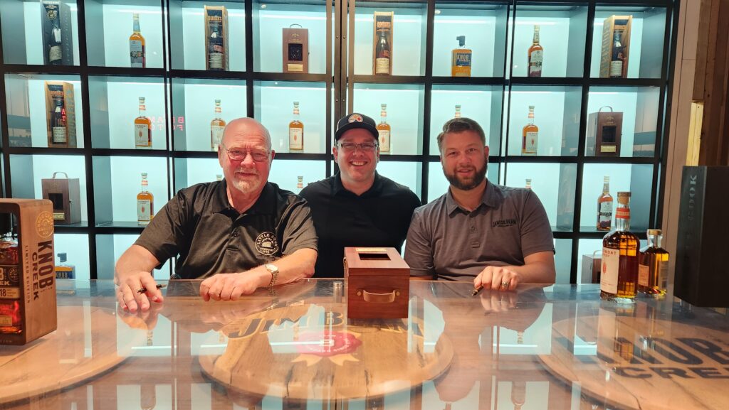 Kentucky Bourbon Trail 2023 - Jim Beam Distillery Tour - Fred and Freddie Noe Signing My Jim Beam Lineage Whiskey Bottle