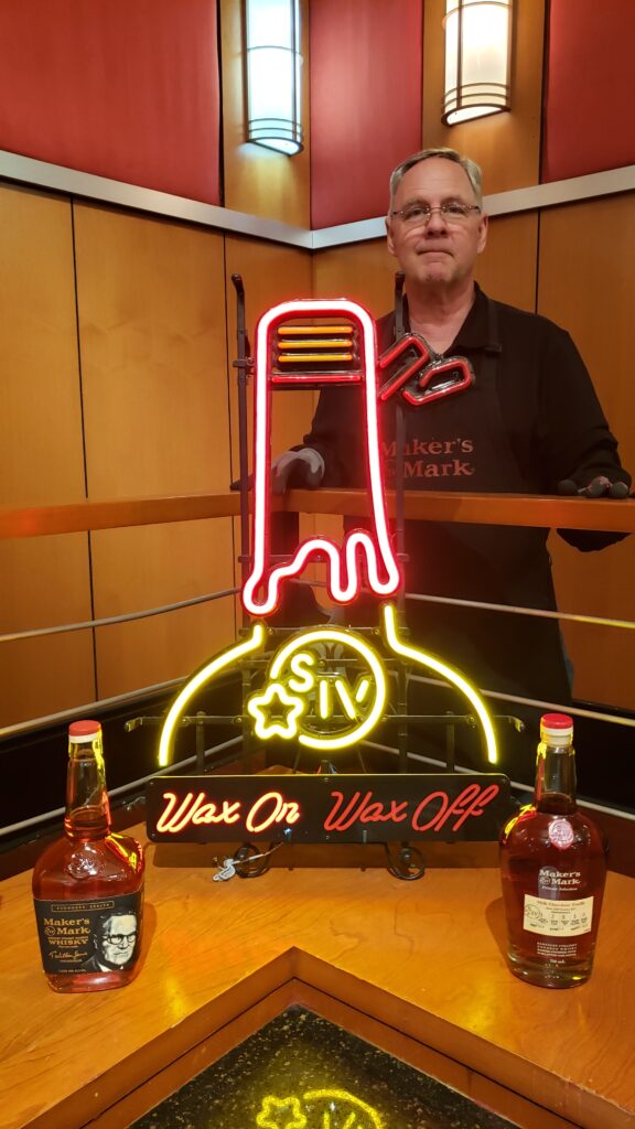 Kentucky Bourbon Trail 2023 - Makers Mark Distillery Tour - Dad Getting Ready to Dip His Bottle