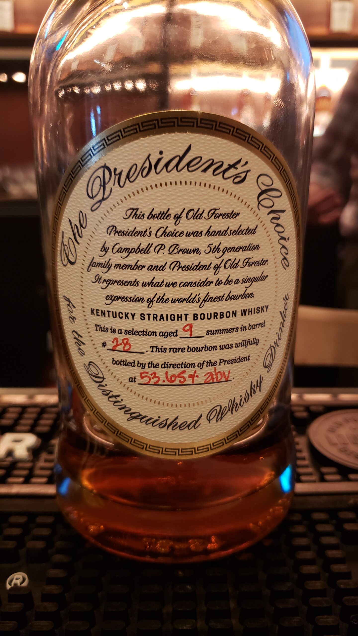 Kentucky Bourbon Trail 2023 - Old Forester Bar - The Presidents Choice Tasting