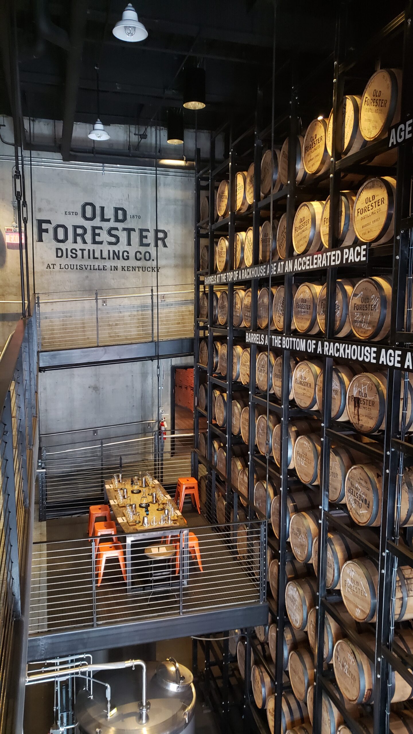 Kentucky Bourbon Trail 2023 - Old Forester Distillery Tour - Barrel Room and Tasting Table