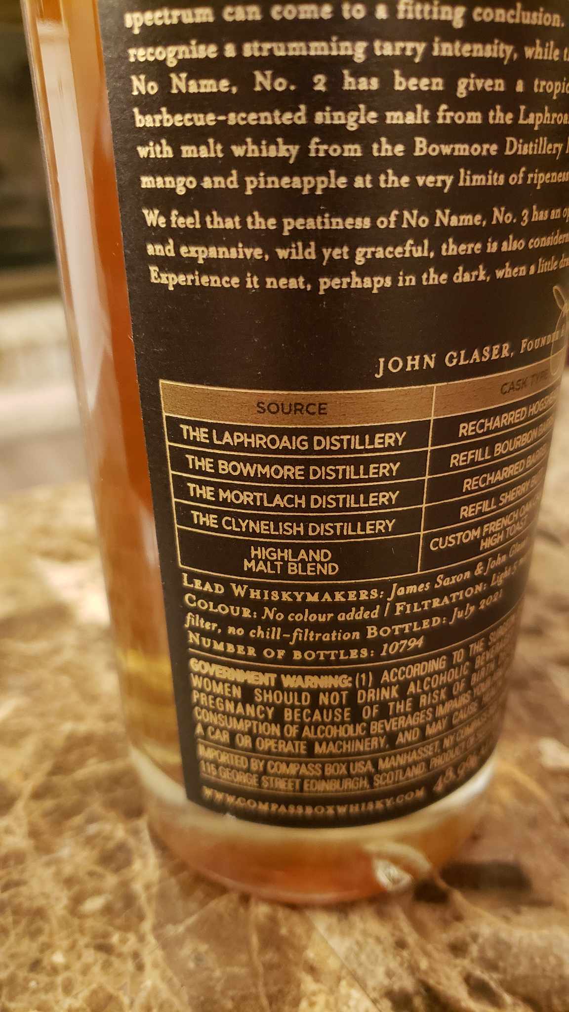 Compass Box - No Name No. 3 Review | Secret Whiskey Society