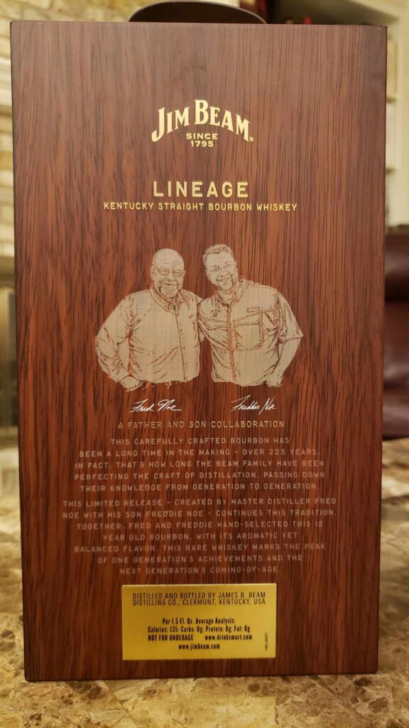 Jim Beam Lineage Review - Fred and Freddie Noe Collaboration - Secret Whiskey Society - Back Box Label