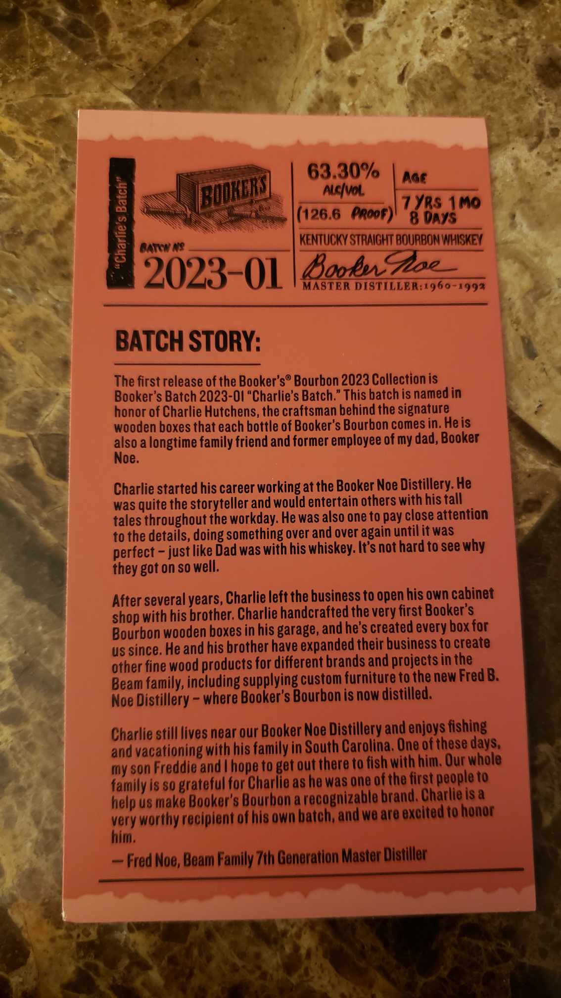 Bookers - Charlies Batch Review - 2023-01 - Secret Whiskey Society - Batch Story