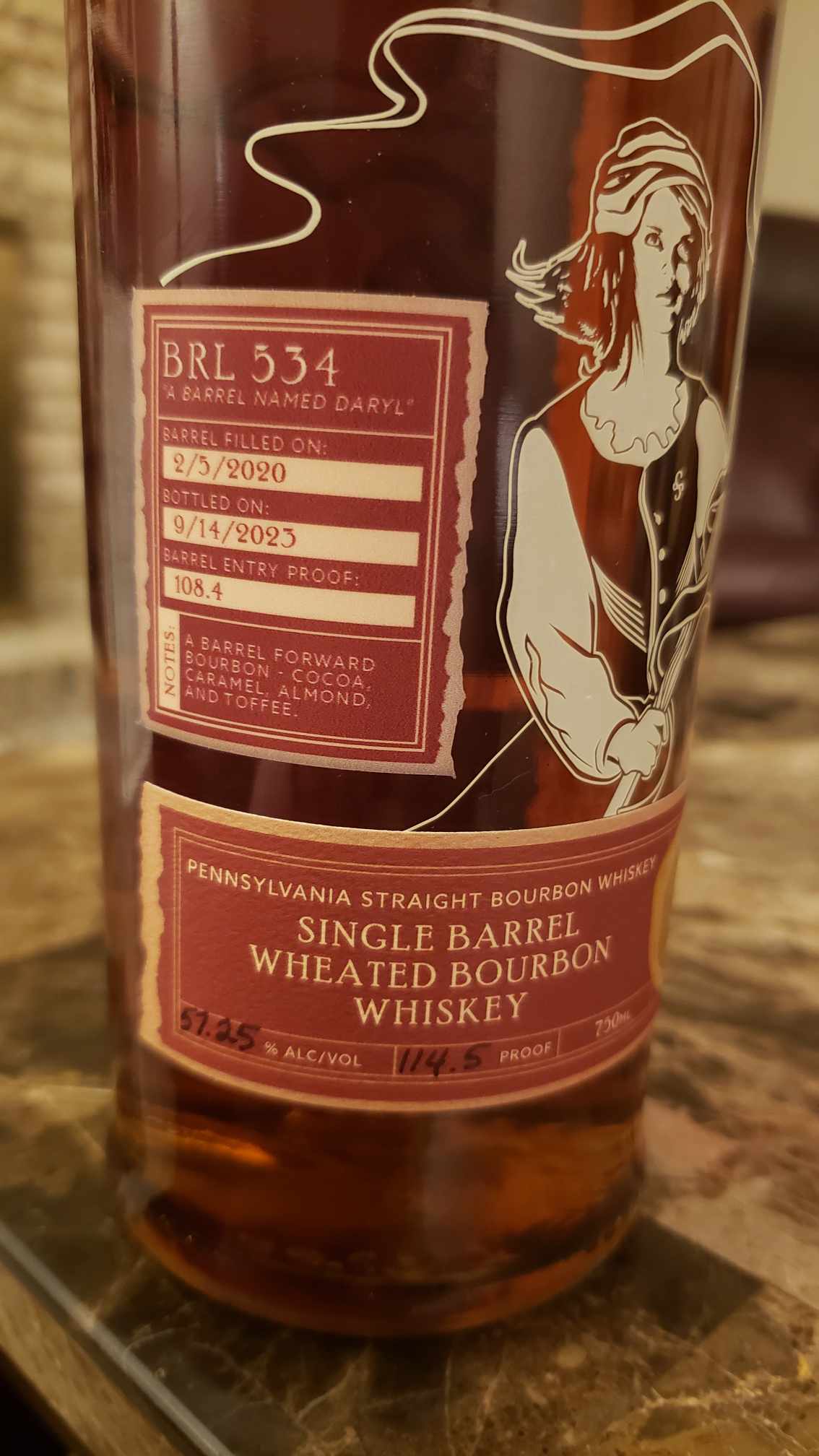 Liberty Pole Single Barrel Review - Wheated Bourbon - Barrel Named Daryl - Bottle Label