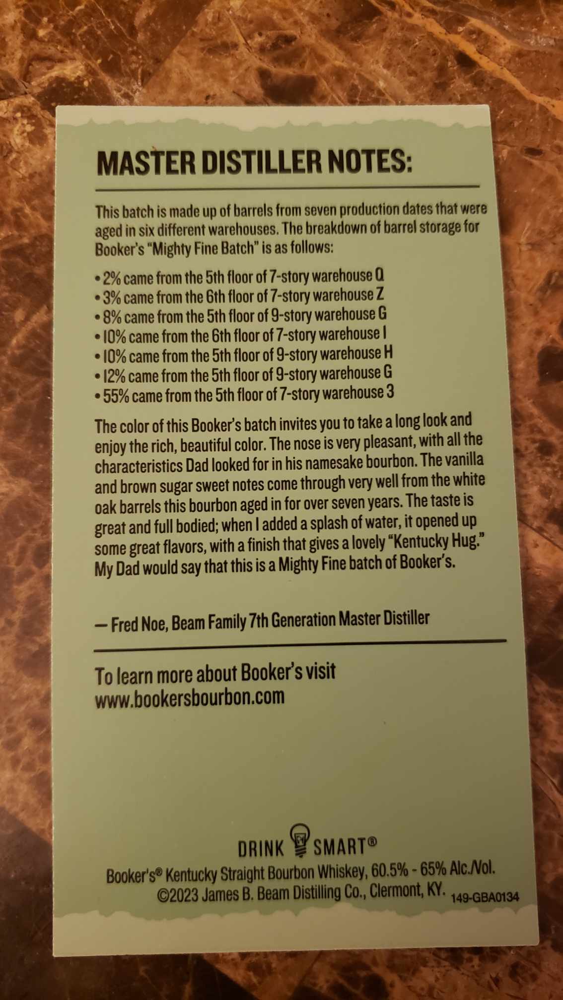 Bookers Bourbon Review - Mighty Fine Batch - 2023-03 - Secret Whiskey Society - Master Distillers Notes
