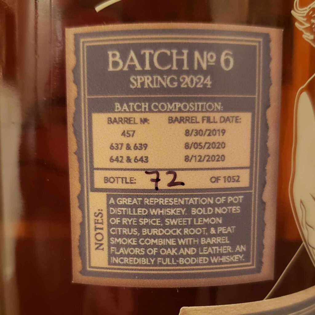 Liberty Pole Peated Rye Whiskey Review - Batch 6 - Secret Whiskey Society - Batch Composition and Barrel Breakdown