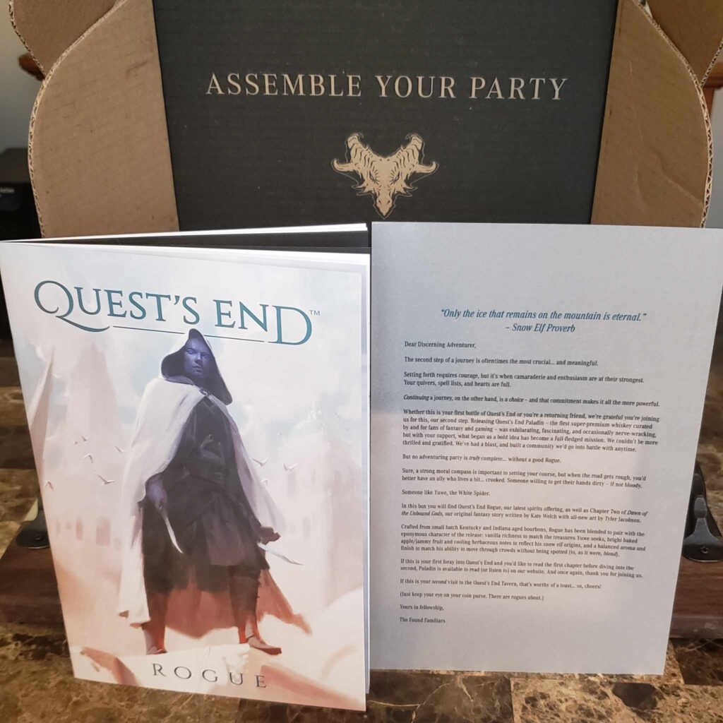 Quests End Whiskey Review - Rogue - Secret Whiskey Society - Assemble Your Party